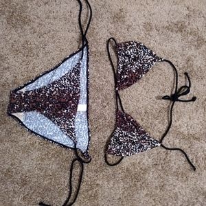 Old Navy leopard print triangle bikini